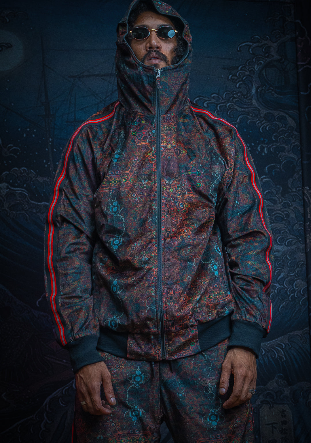 Tracksuit Hoodie Men / Velvet Fawn Redline - SERPENT N LADDERS